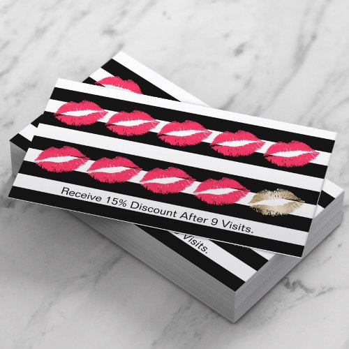 Modern Makeup Artist Red Lips Beauty Salon Loyalty Card