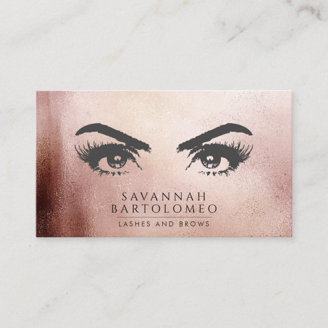 Modern Makeup Artist Rose Gold Faux Foil Business Card (Front)