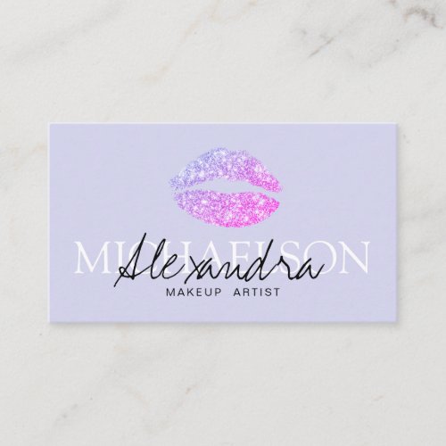 Modern makeup artist signature lavender business card