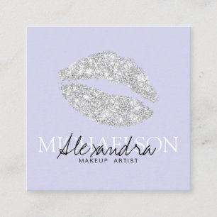 Modern makeup artist signature lavender square business card