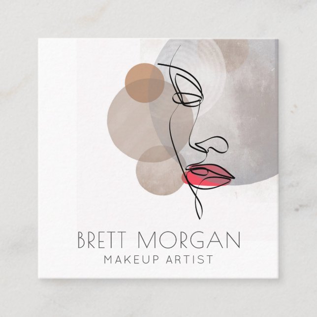 Modern Makeup Artist Square Business Card (Front)