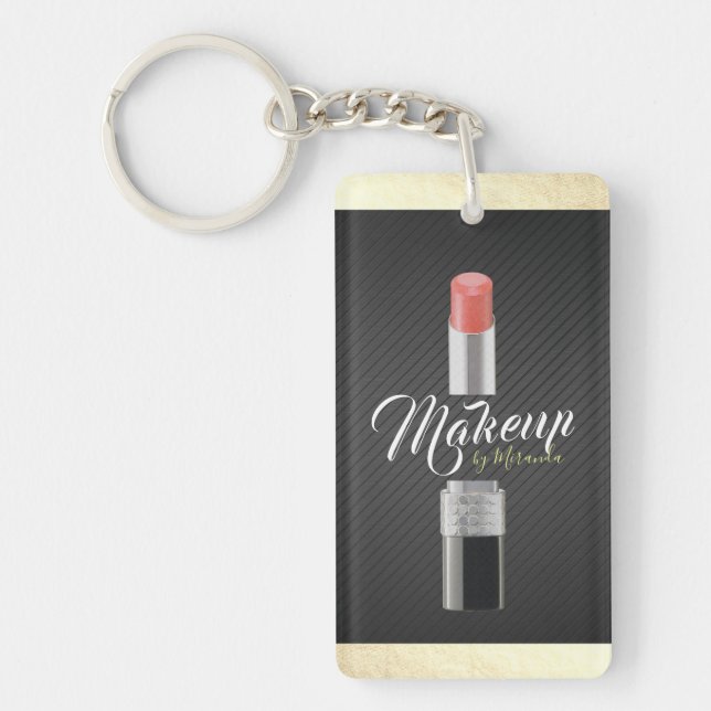 Modern Makeup Artist Stylist Beauty Salon Lipstick Keychain (Front)