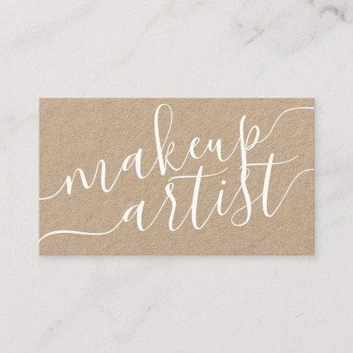 Modern makeup artist typography brown kraft trendy business card