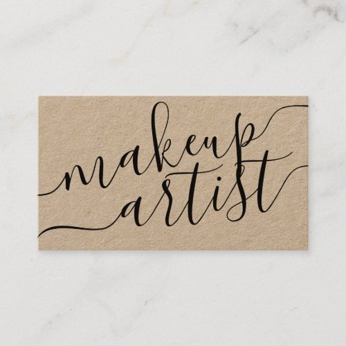 Modern makeup artist typography brown kraft trendy business card