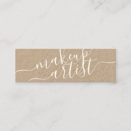 Modern makeup artist typography brown kraft trendy mini business card