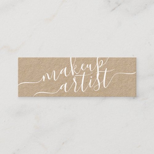 Modern makeup artist typography brown kraft trendy mini business card