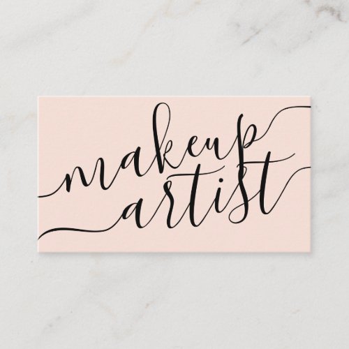 Modern makeup artist typography coral pink trendy business card