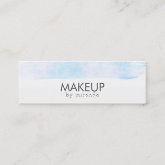 modern makeup artist watercolor blue minimalist mini business card