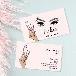 Modern Makeup Eyebrow Eyes Lashes Girly Business Card
