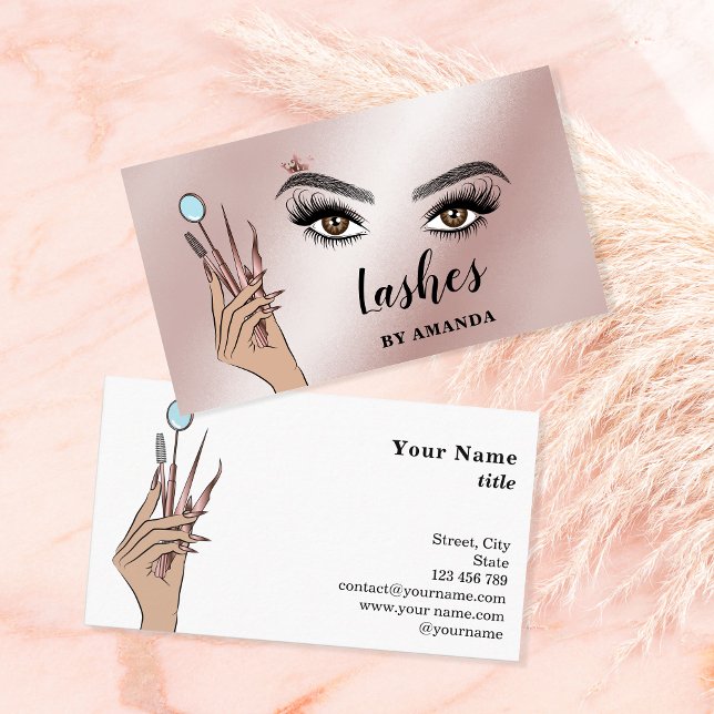 Modern Makeup Eyebrow Eyes Lashes Girly Business Card (Creator Uploaded)