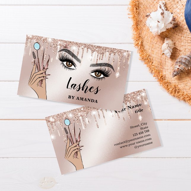 Modern Makeup Eyebrow Eyes Lashes Girly Business Card (Creator Uploaded)