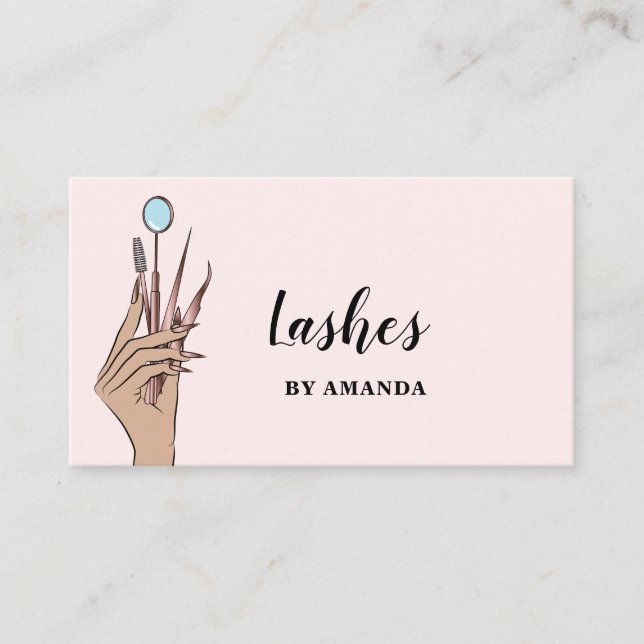 Modern Makeup Eyebrow Eyes Lashes Girly Business Card (Front)