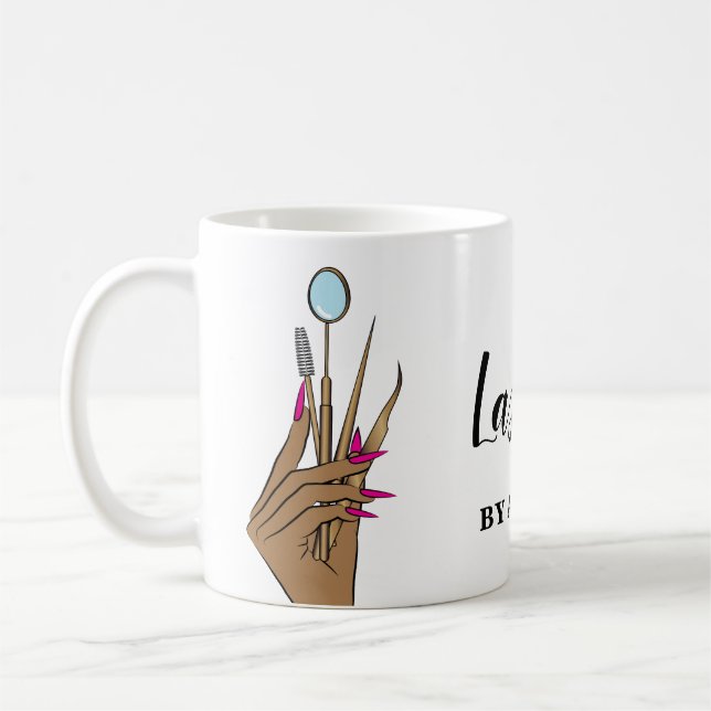 Modern Makeup Eyebrow Eyes Lashes Girly Coffee Mug (Left)