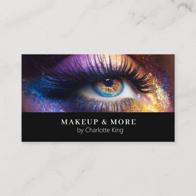 Modern, Makeup Photo Business Card (Front)