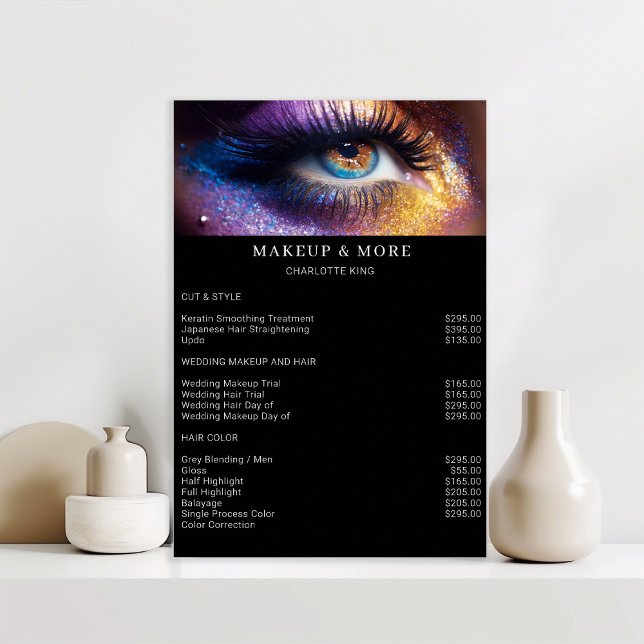 Modern, Makeup Photo  Salon Price List Poster (Creator Uploaded)