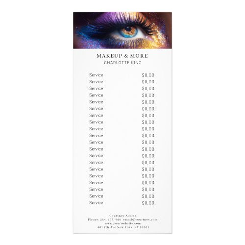 Modern Makeup Photo Salon Price List  Rack Card