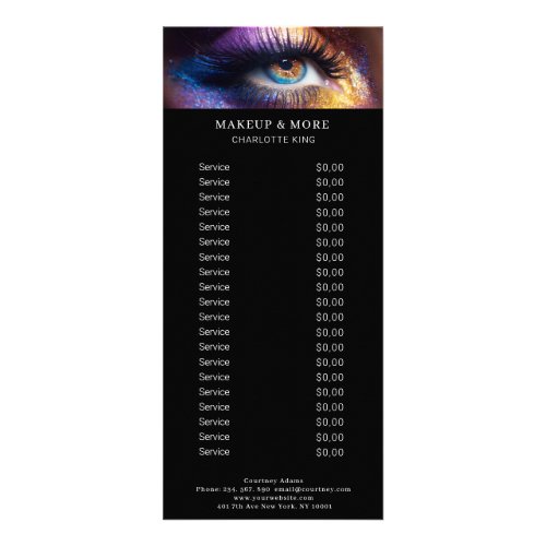 Modern Makeup Photo Salon Price List  Rack Card