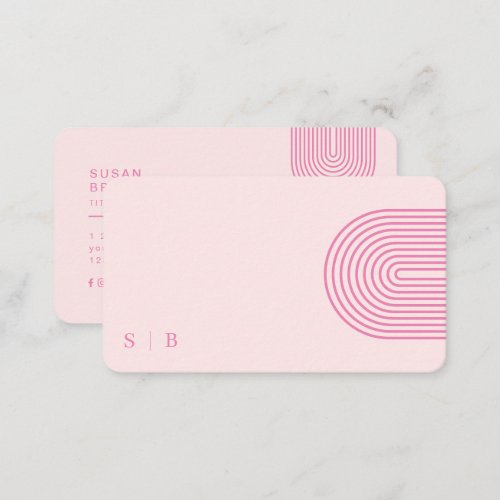 Modern Makeup Pink Initials QR Code Social Media Business Card