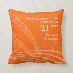 Modern MAKING SWEET MUSIC 21st BRASS Wedding Throw Pillow
