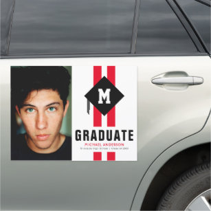 Modern Male Graduation Parade Photo Car Magnet