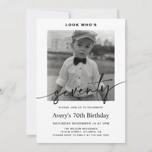 Modern Male Minimalist Photo 70th Birthday Invitation