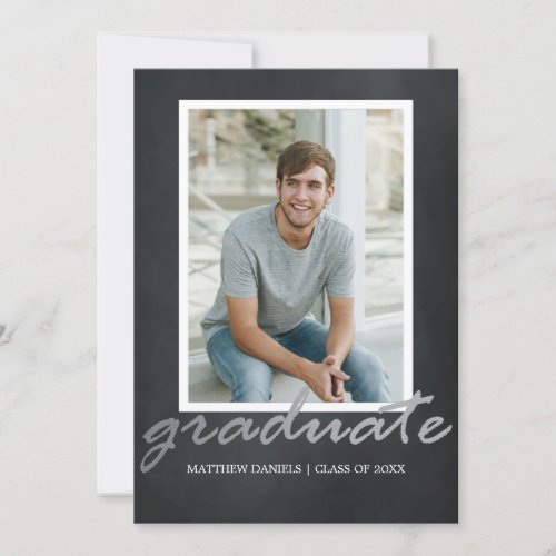 Modern Male Photo Frame Graduation Party Invite