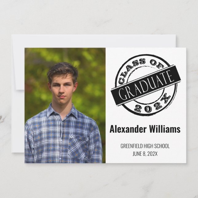 Modern Male Photo Grad Graduation Party  Invitation (Front)