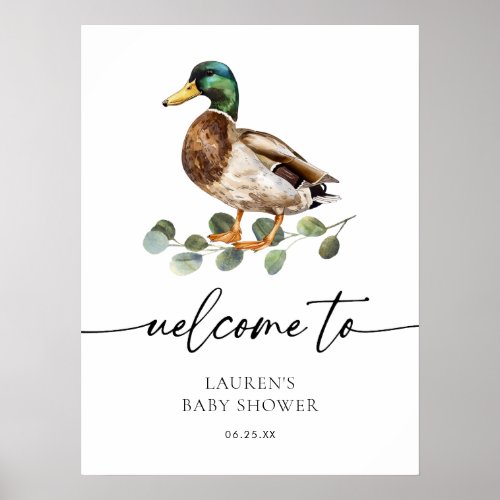Modern Mallard Duck Baby Shower Welcome Poster