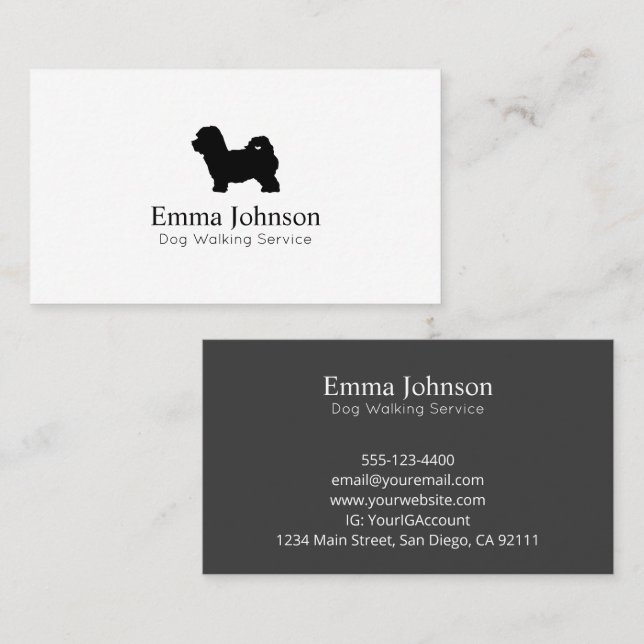 Modern Maltipoo logo Dog Walking Business Card (Front/Back)