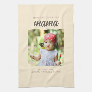 Modern Mama Kids Photo Mother's Day Kitchen Towel