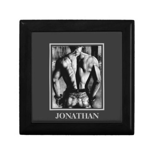 Modern Man Bodybuilding Fit Gym Art Custom Name Gift Box