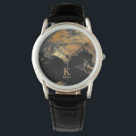 Modern man monogram name black gold personalized watch<br><div class="desc">Modern elegant monogrammed abstract masculine stylish black watch with gold paintbrush strokes.            Personalized name and initial gift for him: dad,  father,  groomsman,  husband,  son on birthday,  graduation,  weddings,  or any other occasion.</div>