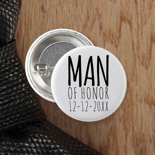 Modern Man of Honor Wedding Pin Button