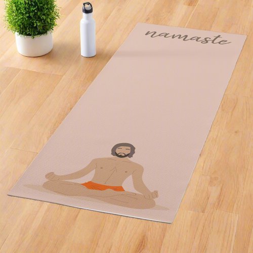 Modern Man Yogi  Exercise Poses Namaste Peace  Yoga Mat