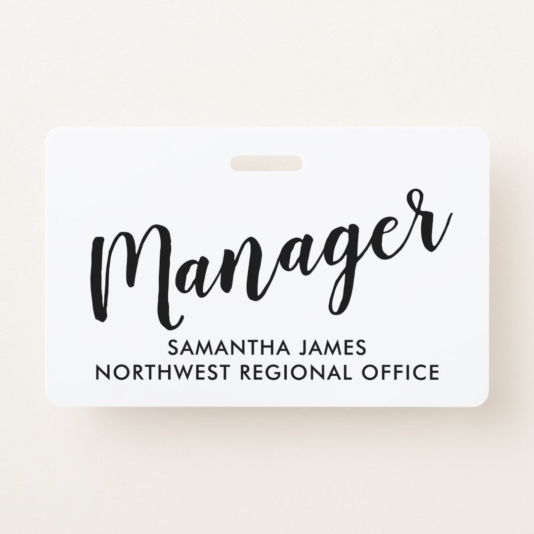 Modern Manager ID Badge | Zazzle