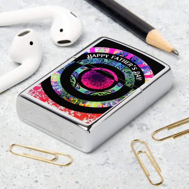 Modern Mandala 1 - bright colors Zippo Lighter (On Table 2)