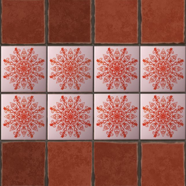 Modern Mandala Blush Pink Girly Elegant Ceramic Tile (Creator Uploaded)