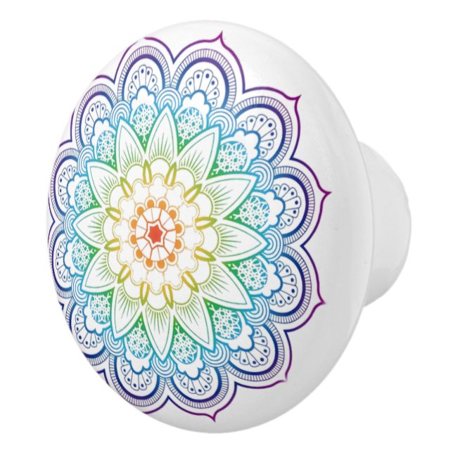 Modern Mandala Coloring Datura Flower Ceramic Pull (Right)