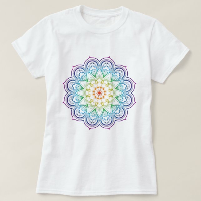 Modern Mandala Coloring Datura Flower T-Shirt (Design Front)
