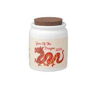 Modern Mandala Dragon 2024 Chinese New Year Candy Jar