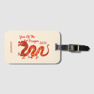 Modern Mandala Dragon 2024 Chinese New Year Luggage Tag