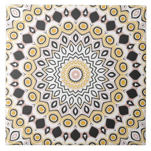 Modern Mandala Kaleidoscope Medallion Ceramic Tile