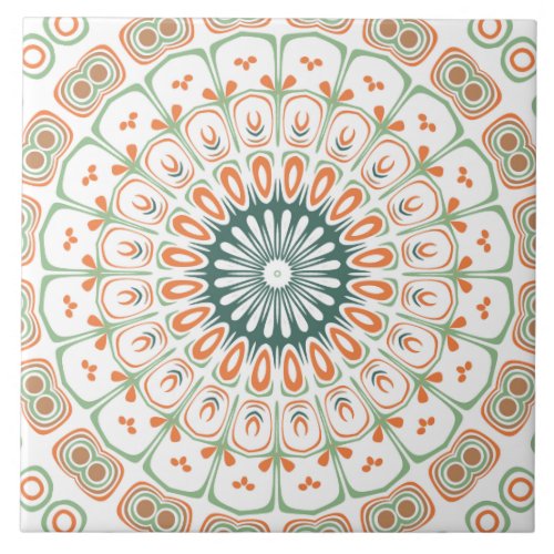 Modern Mandala Kaleidoscope Medallion Design Ceramic Tile