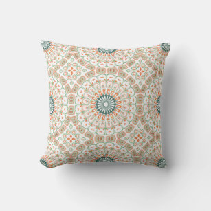 Modern Mandala Kaleidoscope Medallion Design Throw Pillow