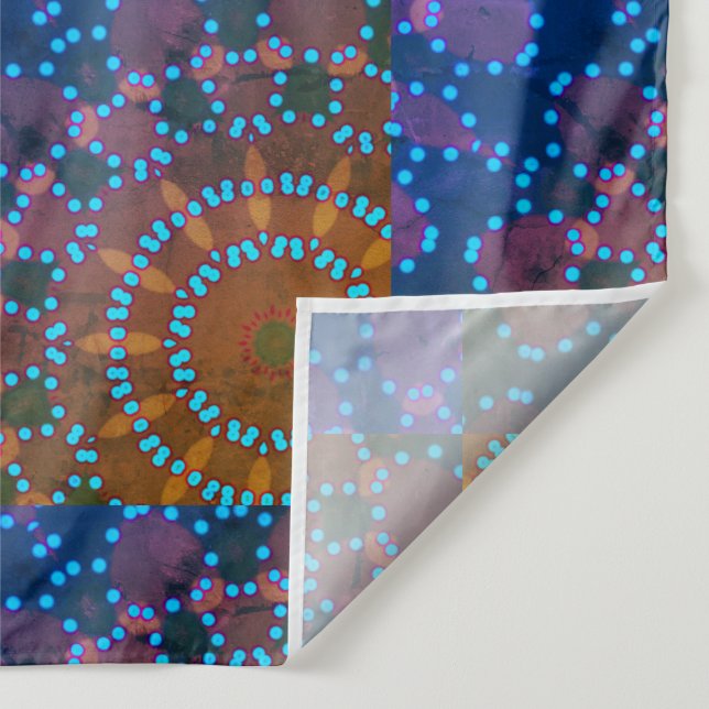 MODERN Mandala LINES -BLUE-GREEN- ROSE Tapestry (Detail)