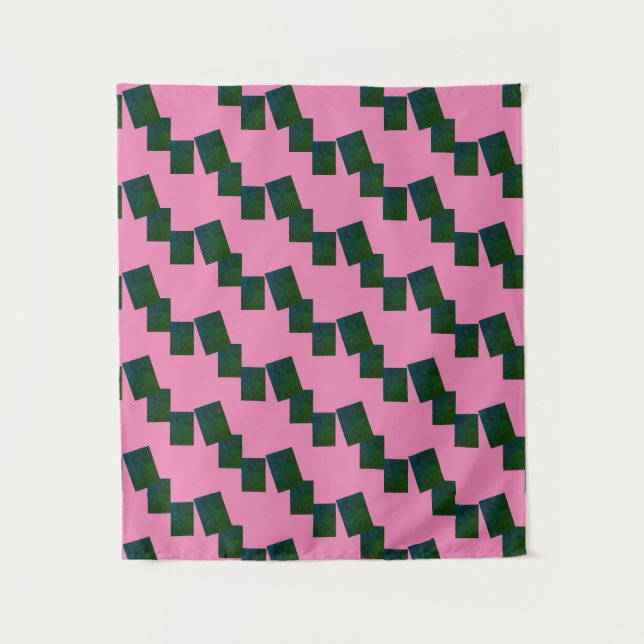 MODERN Mandala LINES -PINK -BLUE-GREEN  Tapestry (Front)