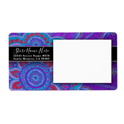 Modern Mandala Simple Glitter Return Address       Label