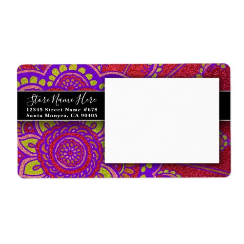 Modern Mandala Simple Glitter Return Address       Label