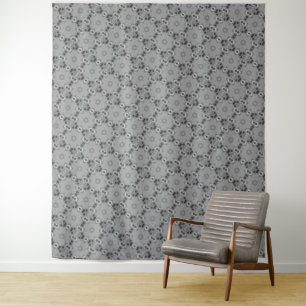 MODERN Mandala SMALL LINES -BLACK-GRAY Tapestry