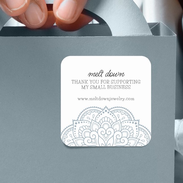 Modern Mandala Thank You Small Business Square Sticker (Modern Mandala Thank You Small Business Square Sticker)